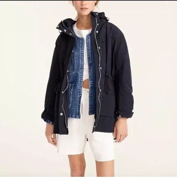 J. Crew Perfect Lightweight Field Utility Jacket Coat Size XXS H8701 Navy Blue - Picture 1 of 11